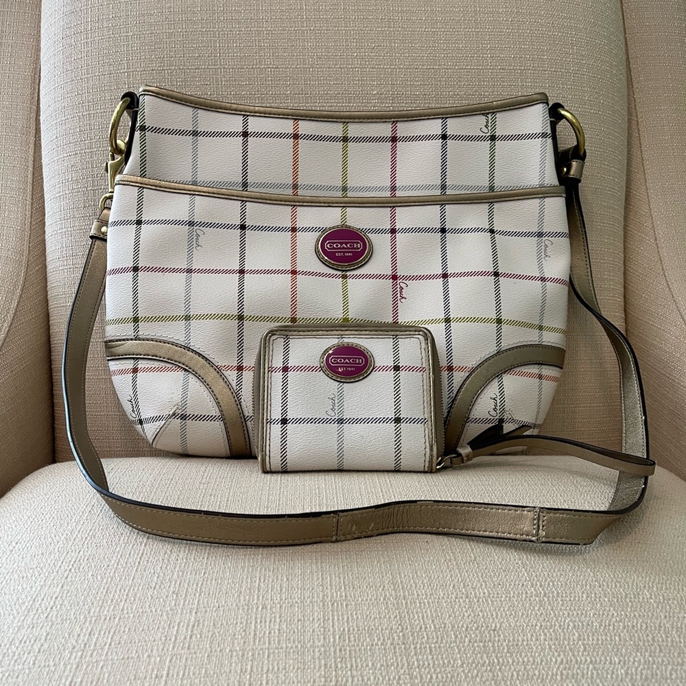 Coach Peyton Tattersall Crossbody Bag and Wallet Set